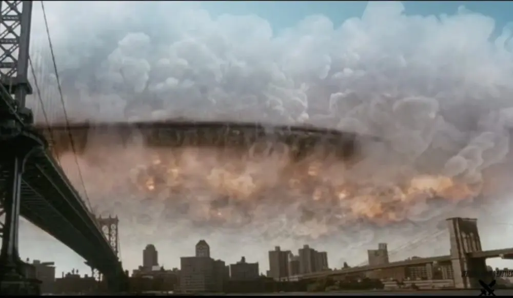 alien, arrival, ezekiel, clouds, fire, metal,