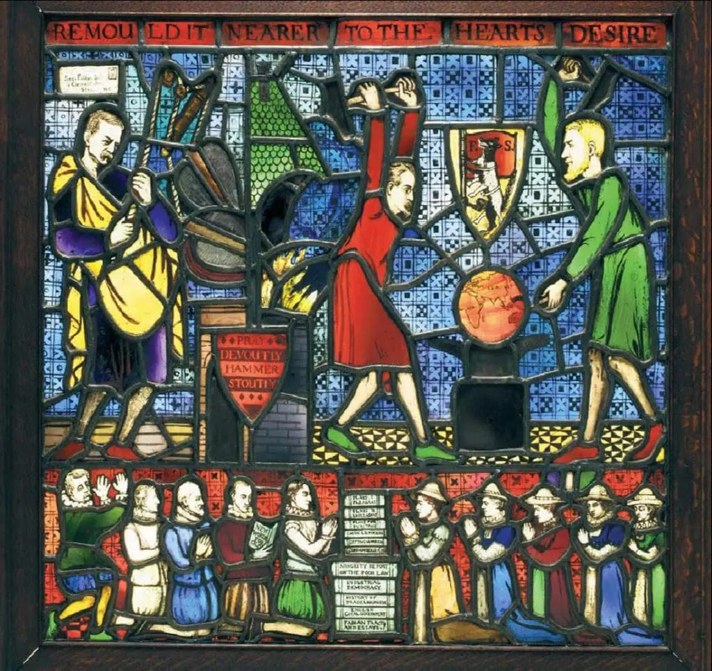 fabian window, fabian society, socialists, crest,