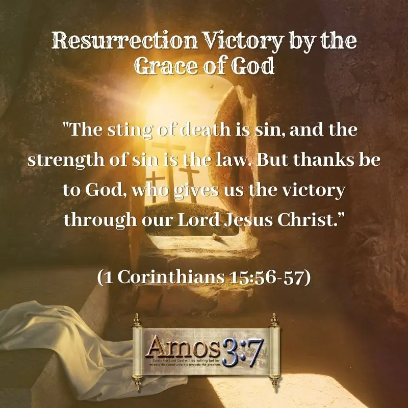 1 Corinthians 15, sting of death, strength of sin, victory, through Jesus,